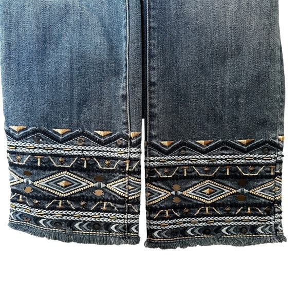 Driftwood Colette Crop Jeans Embroidered Studded Bohemian BOHO - Picture 3 of 10